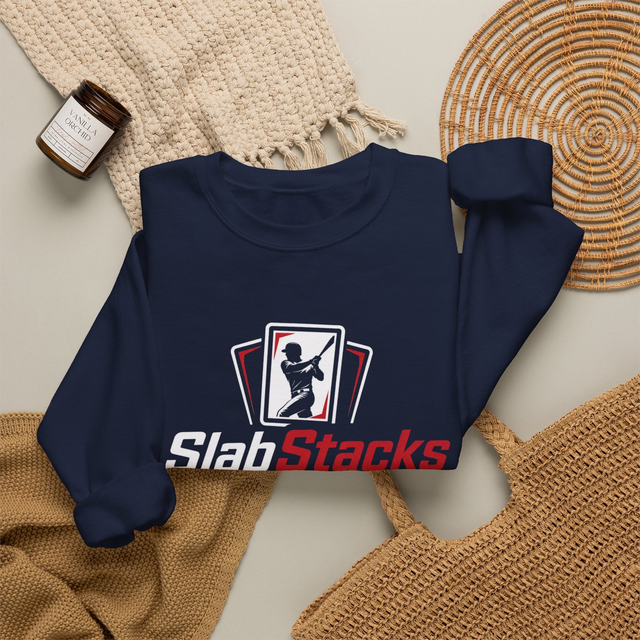Slab Stacks Sports Cards Logo Crewneck Pullover