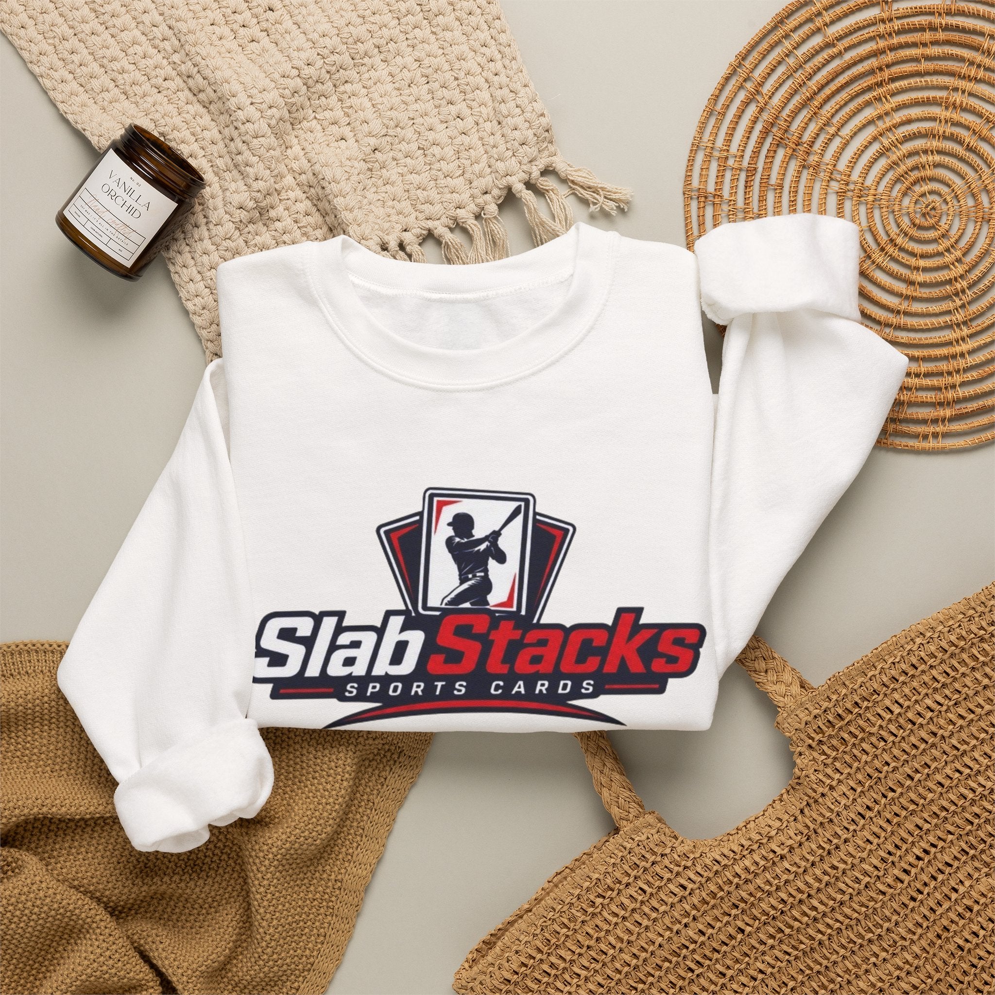 Slab Stacks Sports Cards Logo Crewneck Pullover
